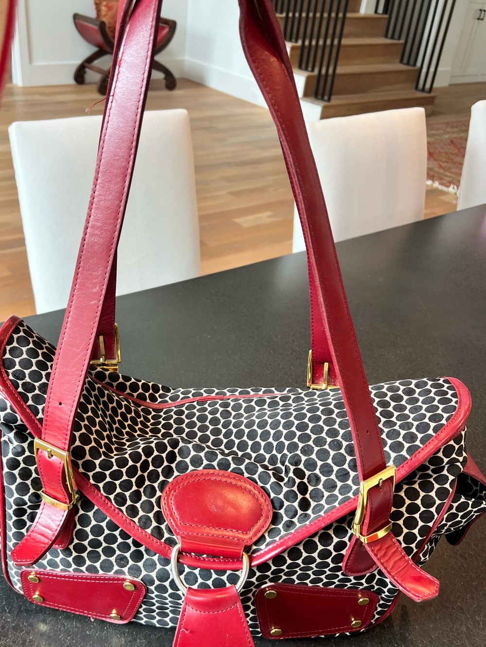 Mia Bossi Maria Diaper Bag (Red Leather Accents)